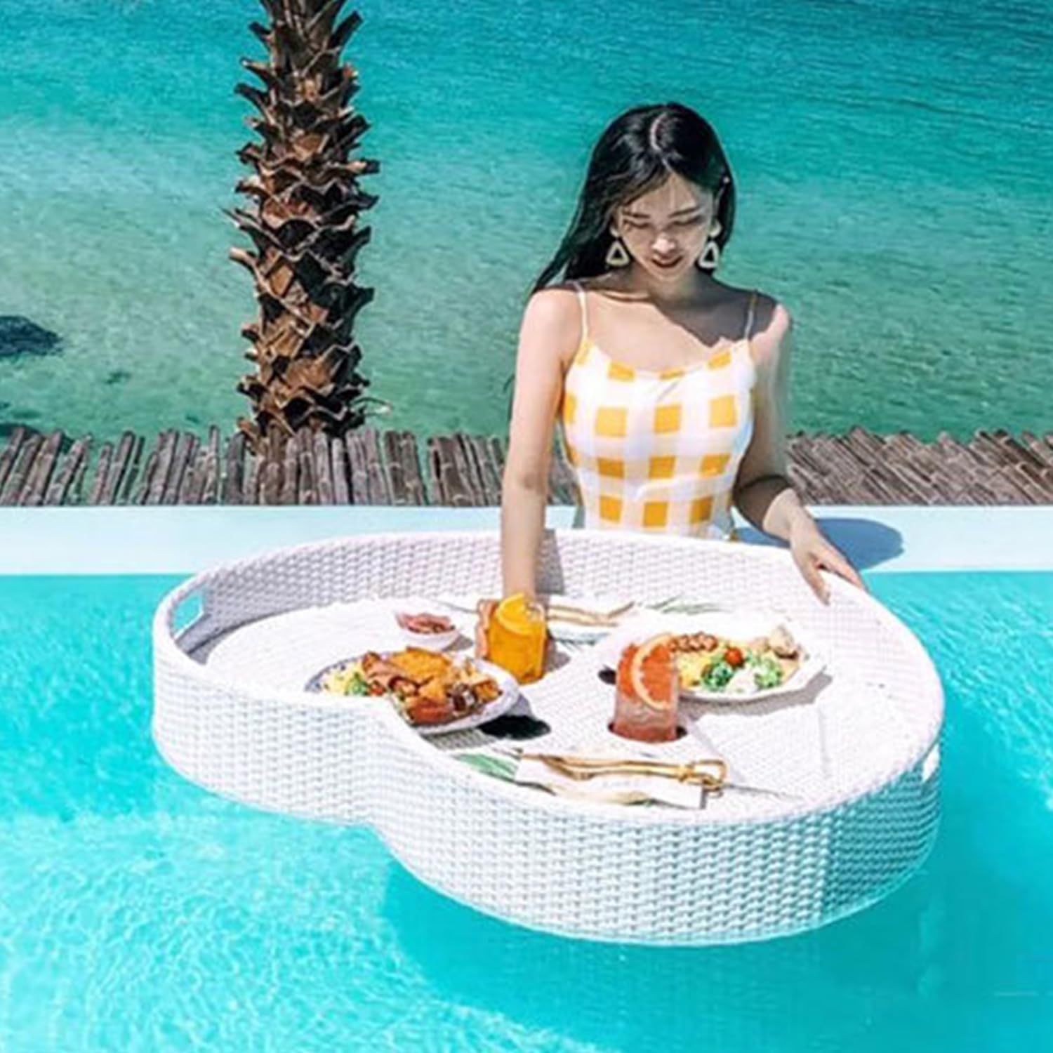 フローティングトレイ、フローティングドリンクホルダー